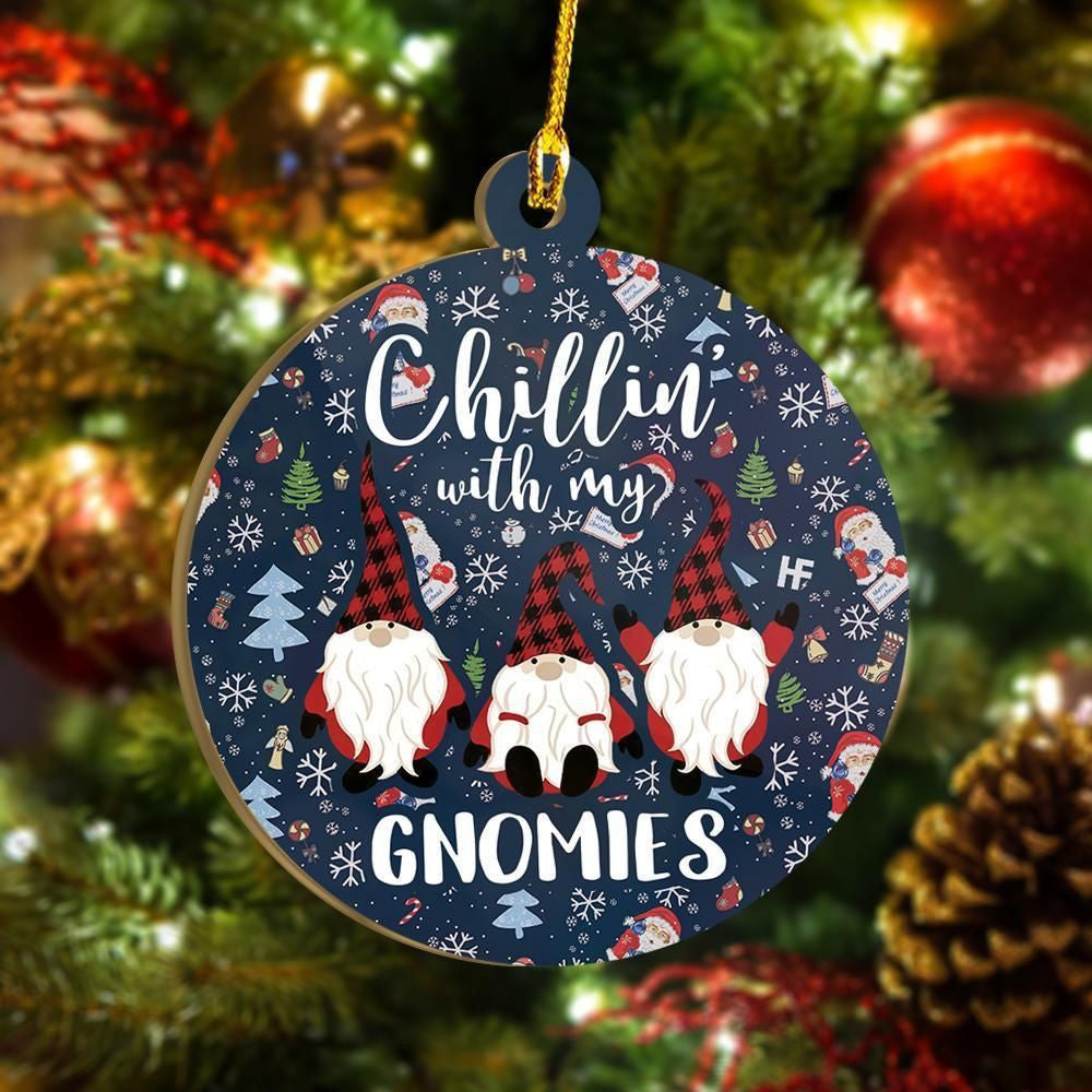 Chilling With My Gnomies Ornament, Happy Christmas Ornament, Christmas Gift, Christmas Decoration