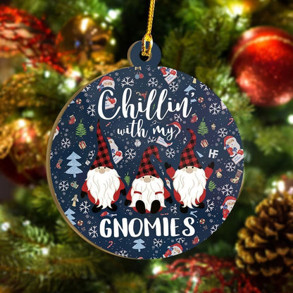 Chilling With My Gnomies Ornament, Happy Christmas Ornament, Christmas Gift, Christmas Decoration