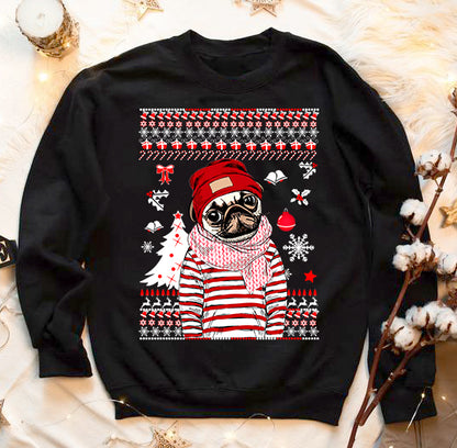 Pug christmas best gift for love - funny sweatshirt gifts for dog lovers christmas ugly sweater for men and women