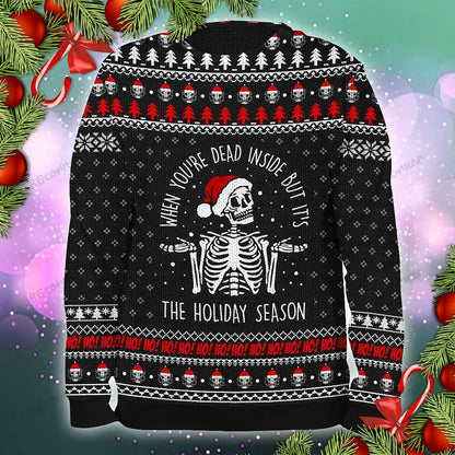 The Holiday Season Dead inside Skull Christmas Ugly Sweater, Christmas Ugly Sweater, Christmas Gift, Gift Christmas 2024