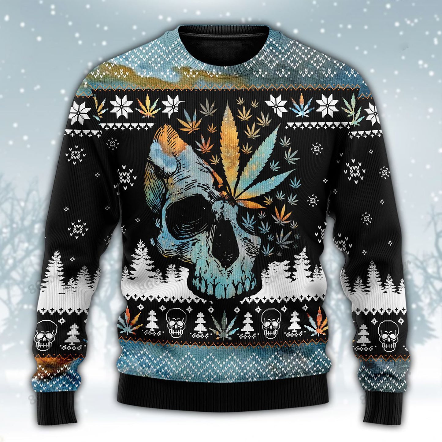 Leaf Skull Christmas Ugly Sweater, Christmas Ugly Sweater, Christmas Gift, Gift Christmas 2024