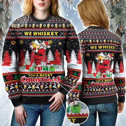 We Whiskey You A Merry Christmas Ugly Christmas Sweater, Christmas Ugly Sweater, Christmas Gift, Gift Christmas 2024