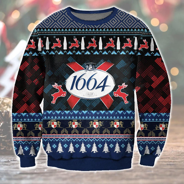 1664 White Beer Ugly Sweater Christmas, Christmas Ugly Sweater, Christmas Gift, Gift Christmas 2024