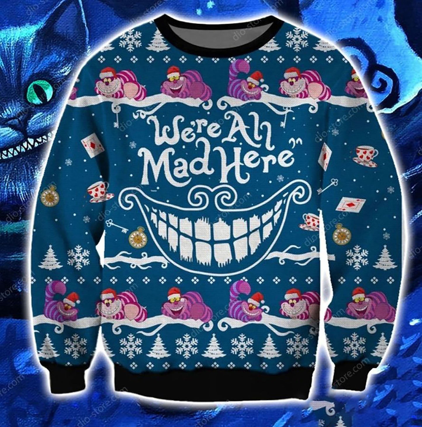 Cheshire Cat 3D Christmas Ugly Sweater, Christmas Ugly Sweater, Christmas Gift, Gift Christmas 2024