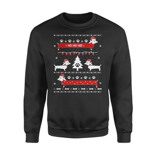 Funny Dachshund Snow Ho Ho Ho funny sweatshirt gifts christmas ugly sweater for men and women