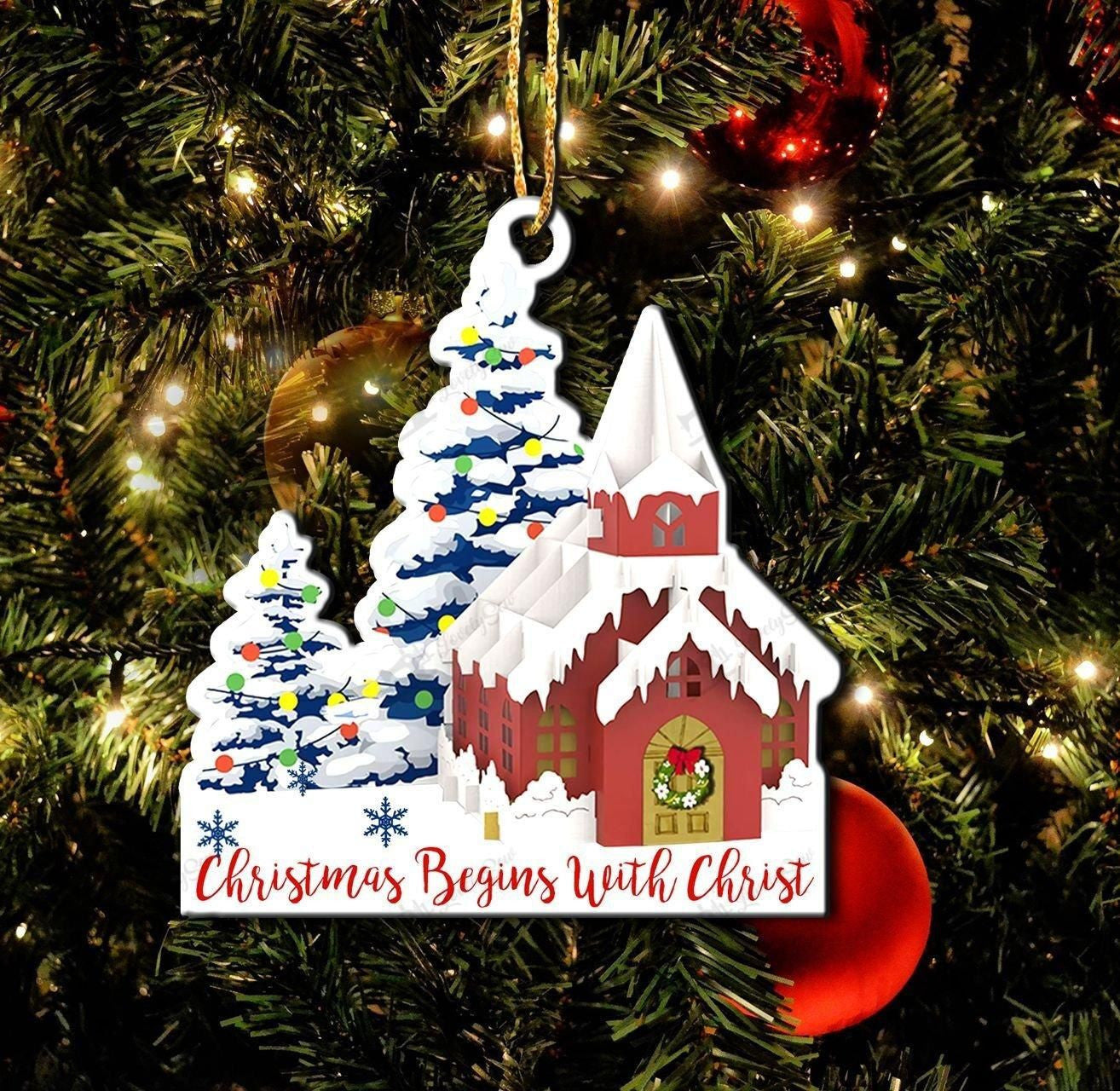 Christmas Begins With Christ Ornament, Christmas Gift, Christmas Decoration