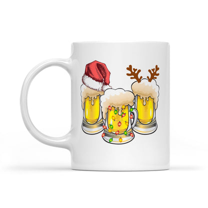 Three Glasses Of Christmas Beer Funny Christmas Tee -   White Mug Gift For Christmas