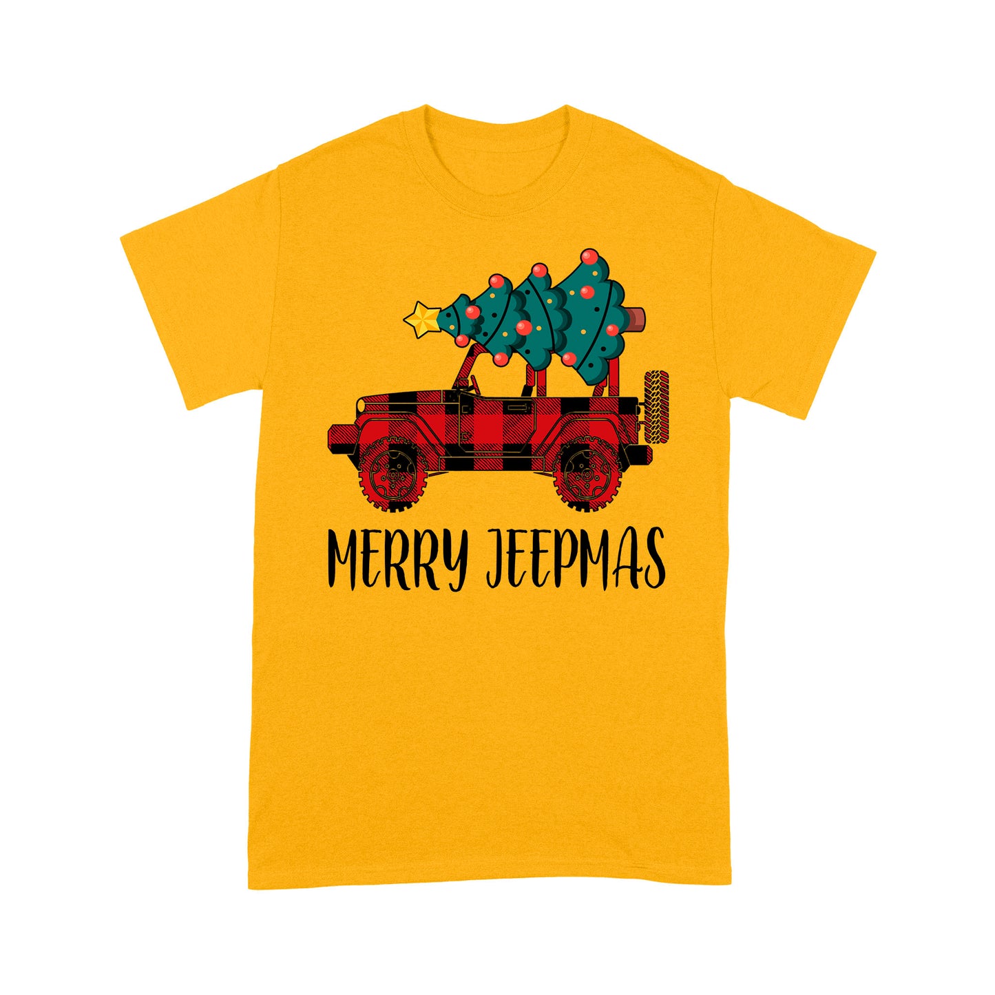 Merry Jeepmas Buffalo Plaid Muster Jeep lustige Weihnachten T-Shirt Geschenk für Weihnachten