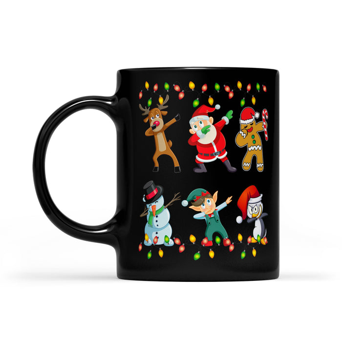 Dabbing Santa Friends Christmas Funny Xmas Gifts Black Mug Gift For Christmas