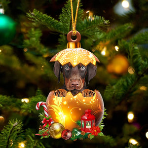 Cute Dobermann In Golden Egg Christmas Ornament, Pet Love Gift, Christmas Ornament, Christmas Gift