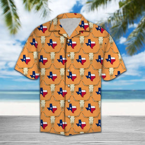 Abstract Flag Of Texas Longhorn Vintage Pattern Hawaiian Shirt, Hawaiian Shirt Gift, Christmas Gift