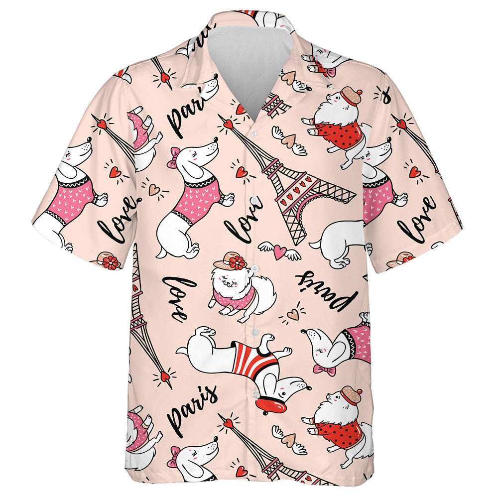 French Style Dog On Pink Background Hawaiian Shirt,Hawaiian Shirt Gift, Christmas Gift