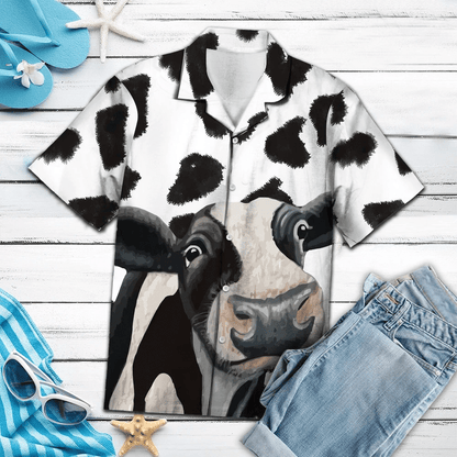 Funny Cow Pattern Black And White Theme Hawaiian Shirt, Hawaiian Shirt Gift, Christmas Gift