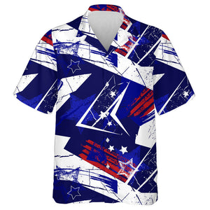 Abstract American Star Grunge Geometric Painting Hawaiian Shirt, Hawaiian Shirt Gift, Christmas Gift