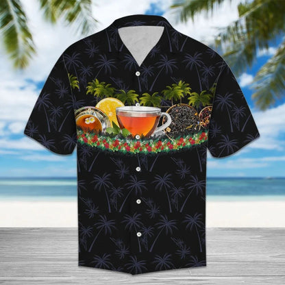 Hawaiian Shirt Classic Tea Time Late Afternoon Palm Trees Pattern, Hawaiian Shirt Gift, Christmas Gift