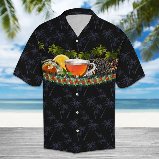 Hawaiian Shirt Classic Tea Time Late Afternoon Palm Trees Pattern, Hawaiian Shirt Gift, Christmas Gift