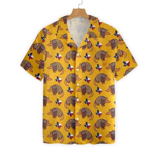 Texas Proud Armadillo Yellow Pattern Hawaiian Shirt,Hawaiian Shirt Gift, Christmas Gift