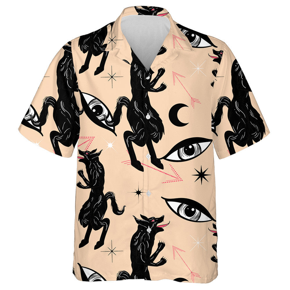 Bohemian Tattoo Art Style Wolf Eyes And Arrows Hawaiian Shirt, Hawaiian Shirt Gift, Christmas Gift