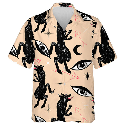 Bohemian Tattoo Art Style Wolf Eyes And Arrows Hawaiian Shirt, Hawaiian Shirt Gift, Christmas Gift