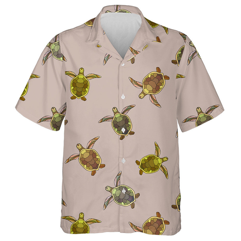 Hand Drawn Little Turtles On Pale Pink Background Hawaiian Shirt, Hawaiian Shirt Gift, Christmas Gift