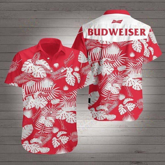 Budweiser Beer Hawaiian Aloha Shirt Unisex Shorts Sleeve Hawaiian Shorts Beach Short Sleeve,Hawaiian Shirt Gift, Christmas Gift