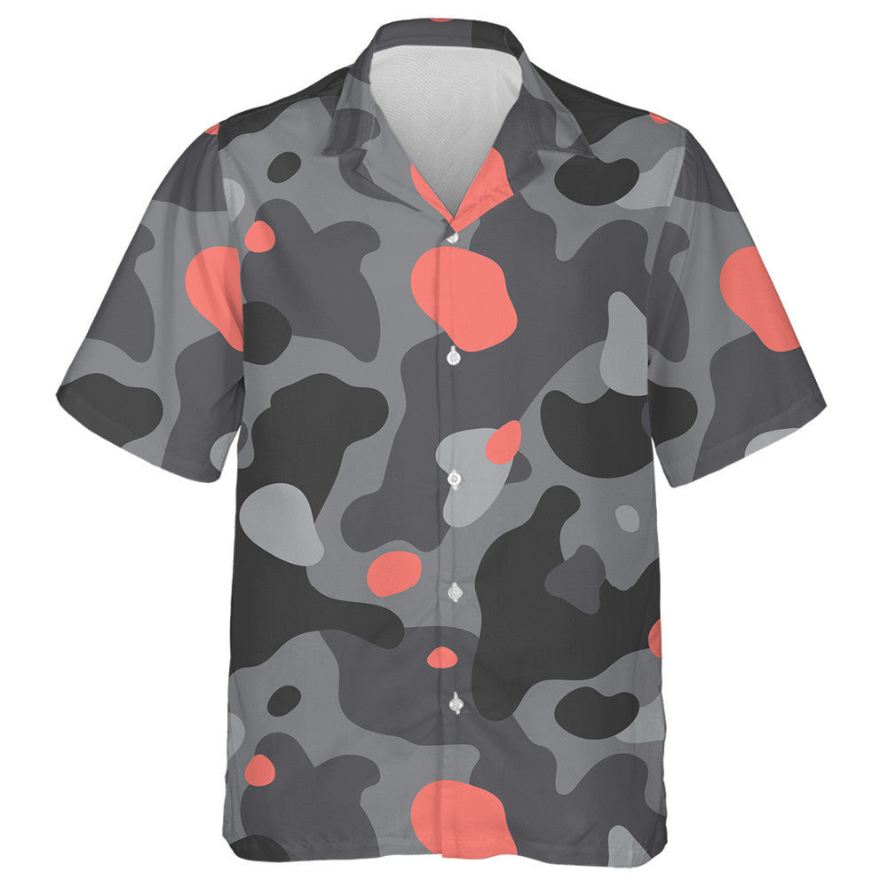 Pastel Pink And Gray Camouflage Military Army Textured Hawaiian Shirt, Hawaiian Shirt Gift, Christmas Gift