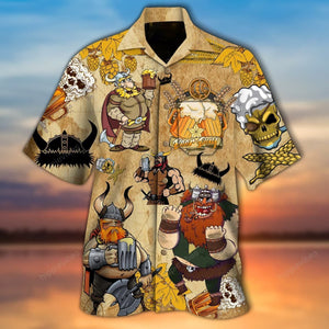 Strong Viking Man Cartoon Art Hawaiian Shirt,Hawaiian Shirt Gift, Christmas Gift