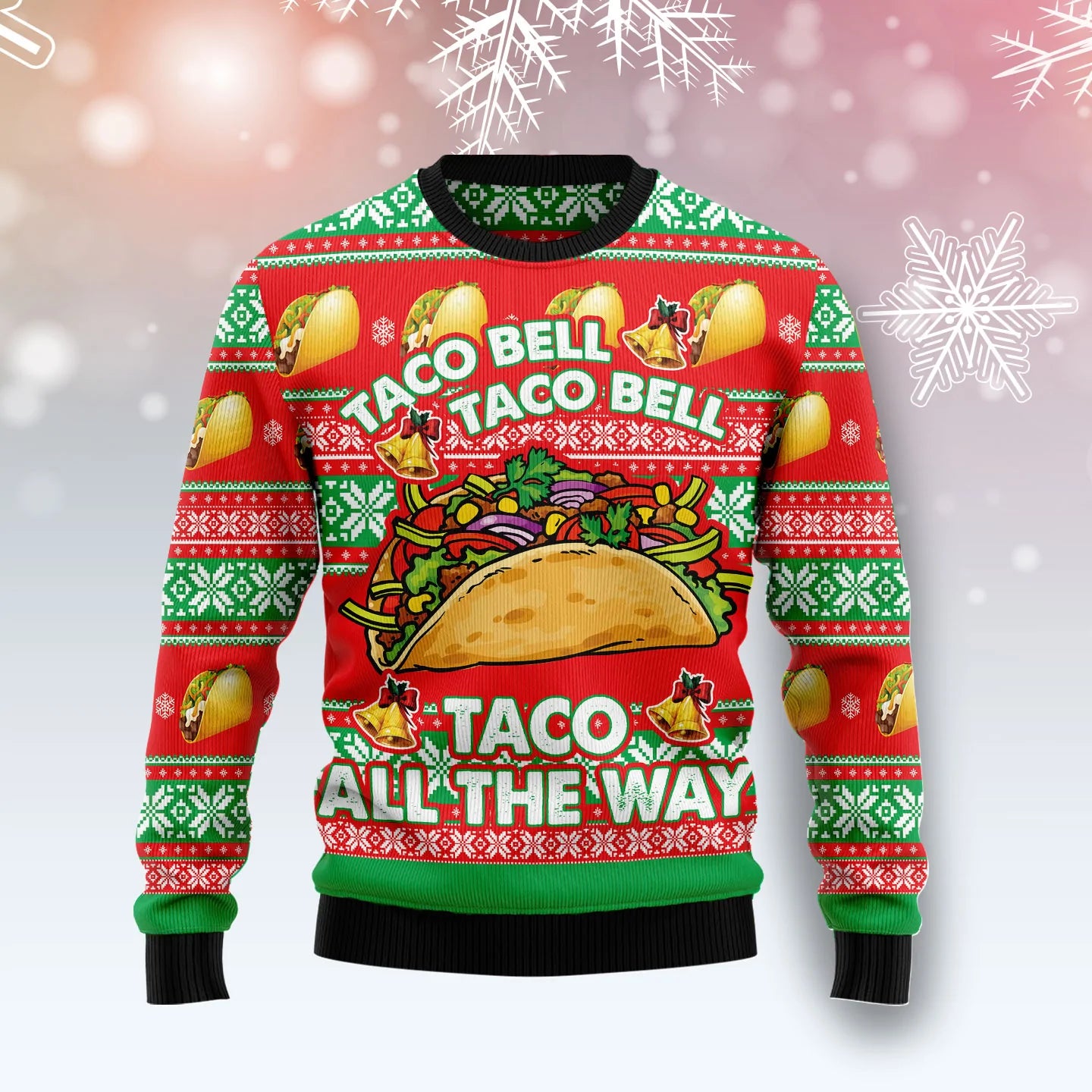 Taco Bell Taco On The Way unisex womens & mens, couples matching, friends, funny family ugly christmas holiday sweater gifts, Christmas Ugly Sweater