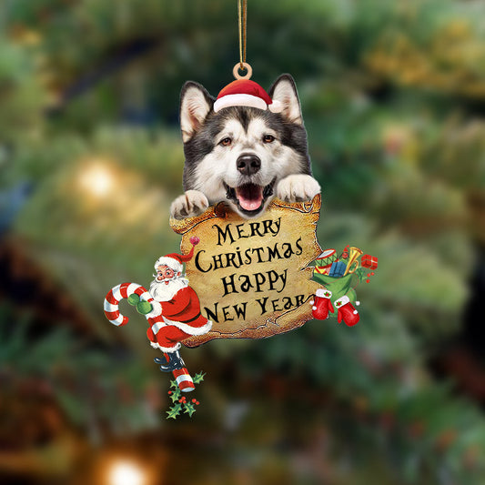 Alaskan Malamute-Christams & New Year Two Sided Christmas Plastic Hanging Ornament, Christmas Ornament Gift, Christmas Gift, Christmas Decoration