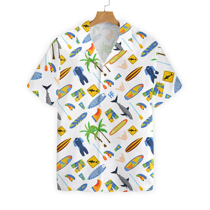 Surfing On White Background Pattern Hawaiian Shirt, Hawaiian Shirt Gift, Christmas Gift