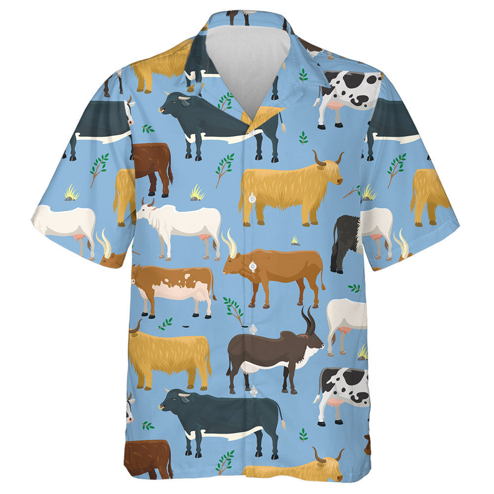 Bulls And Cows Farm Animal Cattle Hawaiian Shirt, Hawaiian For Gift