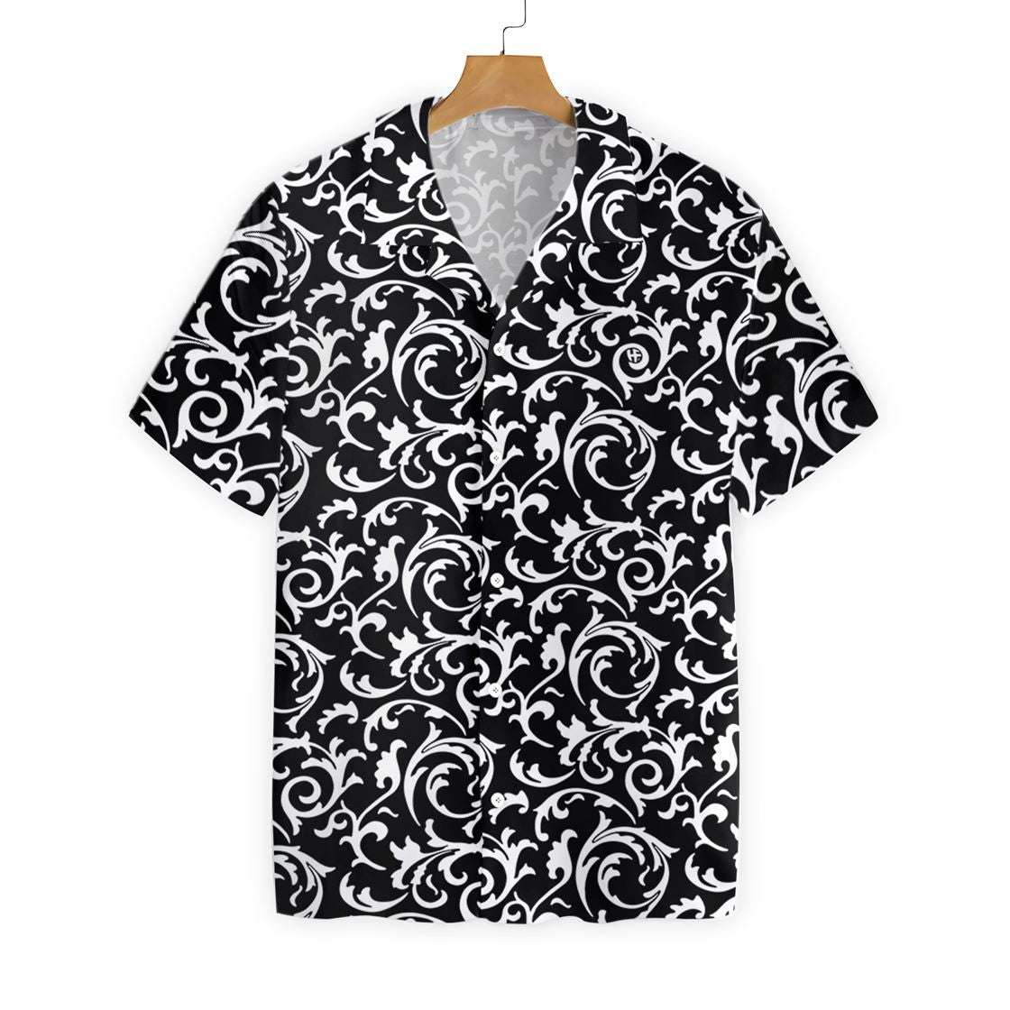 Black And White Seamless Floral Goth Style Design Hawaiian Shirt, Hawaiian Shirt Gift, Christmas Gift