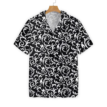 Black And White Seamless Floral Goth Style Design Hawaiian Shirt, Hawaiian Shirt Gift, Christmas Gift