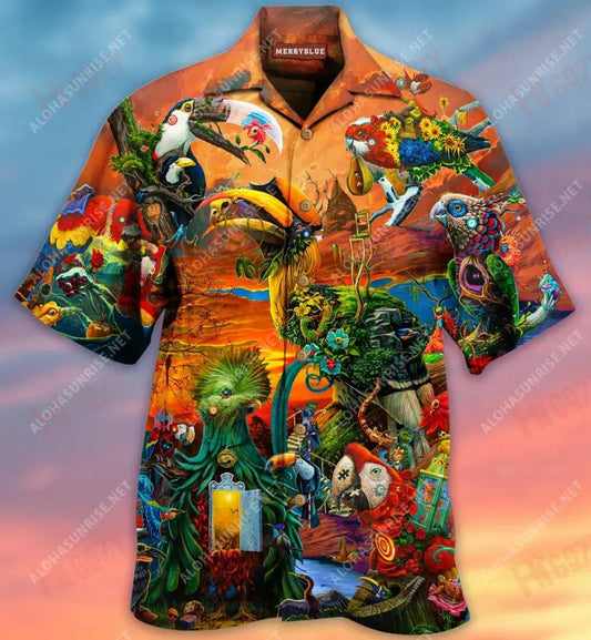 Be A Parrot In A Flock Of A Pigeon Unisex Short Sleeve Shirt Hobbies Hawaiian T Shirts Custom Hawaiian Shirts Funny Hawaiian Shirts, Hawaiian Shirt Gift, Christmas Gift