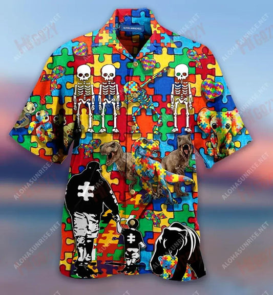 It'S Ok To Be Different Autism Awareness Short Hawaiian Shirt Vacation Tropical Shirts Custom Hawaiian Shirts Funny Hawaiian Shirts, Hawaiian Shirt Gift, Christmas Gift
