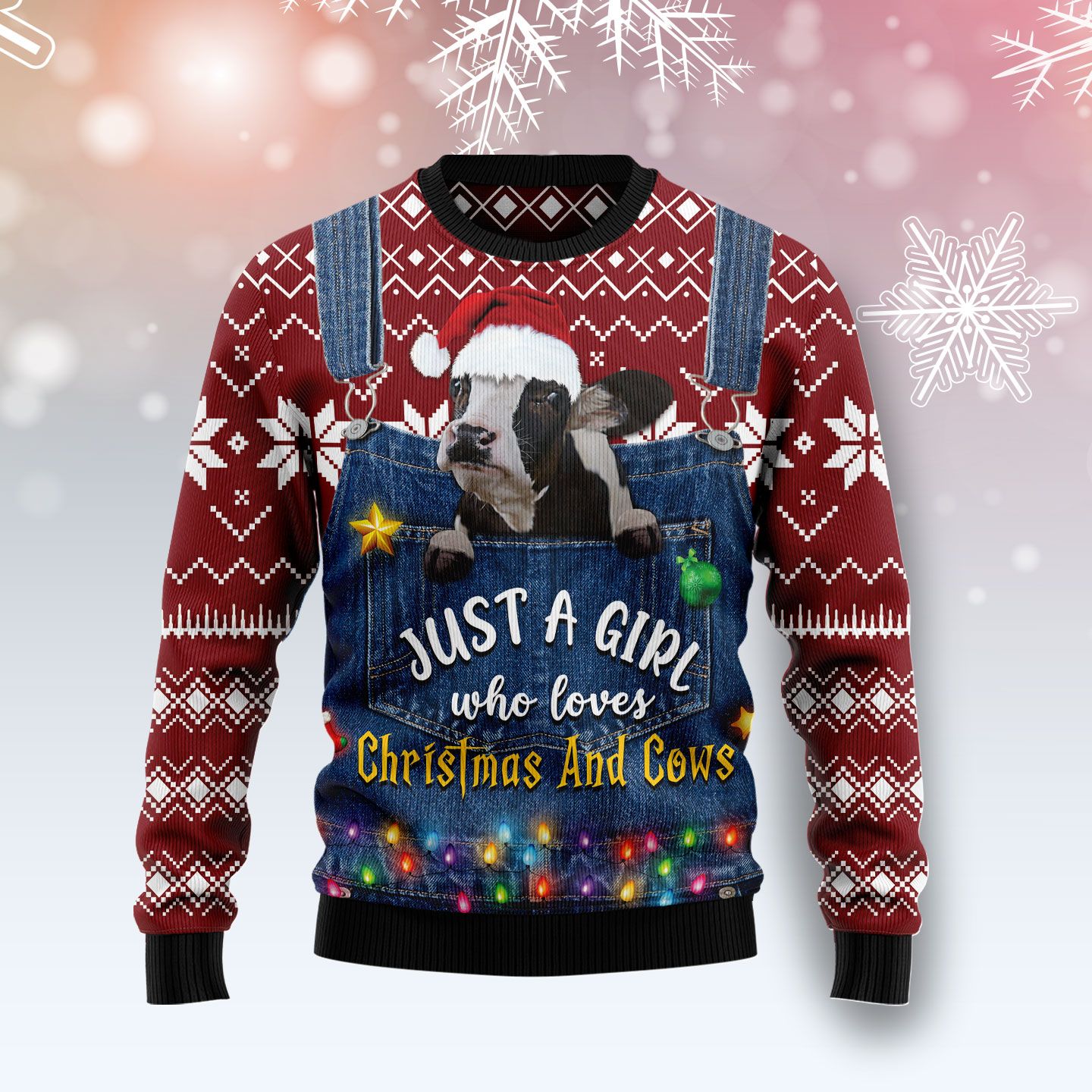Just A Girl Who Loves Christmas And Cows Ugly Christmas Sweater, Christmas Ugly Sweater,Christmas Gift,Gift Christmas 2022