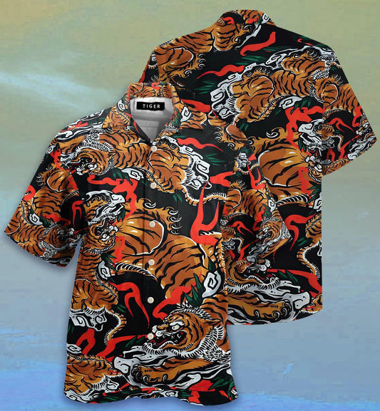 Red Tiger Japanese Nice Ornamental Hawaiian Shirt,Hawaiian Shirt Gift, Christmas Gift