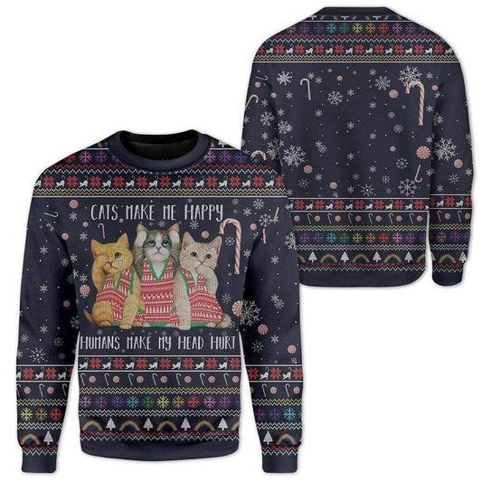 Cat Make Me Happy Ugly Christmas Sweater, Christmas Ugly Sweater,Christmas Gift,Gift Christmas 2022