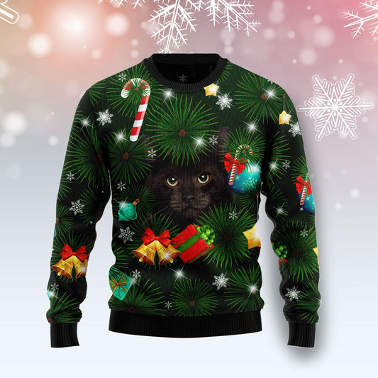 Black Cat Inside Tree Ugly Christmas Sweater, Christmas Ugly Sweater,Christmas Gift,Gift Christmas 2022