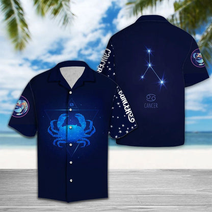 Awesome Cancer Horoscope Crab Zodiac Sign Themed Hawaiian Shirt, Hawaiian Shirt Gift, Christmas Gift