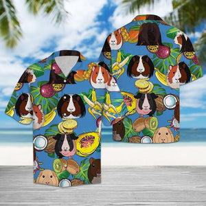 Guinea Pig Love Fruit On Blue Hawaiian Shirt,Hawaiian Shirt Gift, Christmas Gift