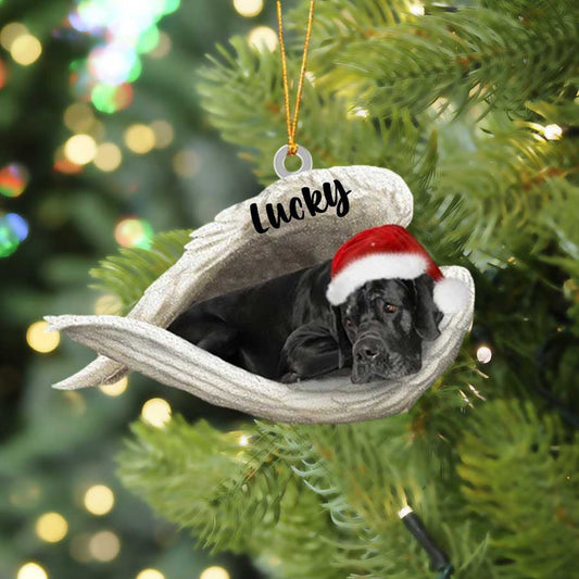 Black Great Dane Sleeping Angel Christmas Flat Acrylic Dog Ornament Memorial Dog Gift, Christmas Gift, Christmas Decoration