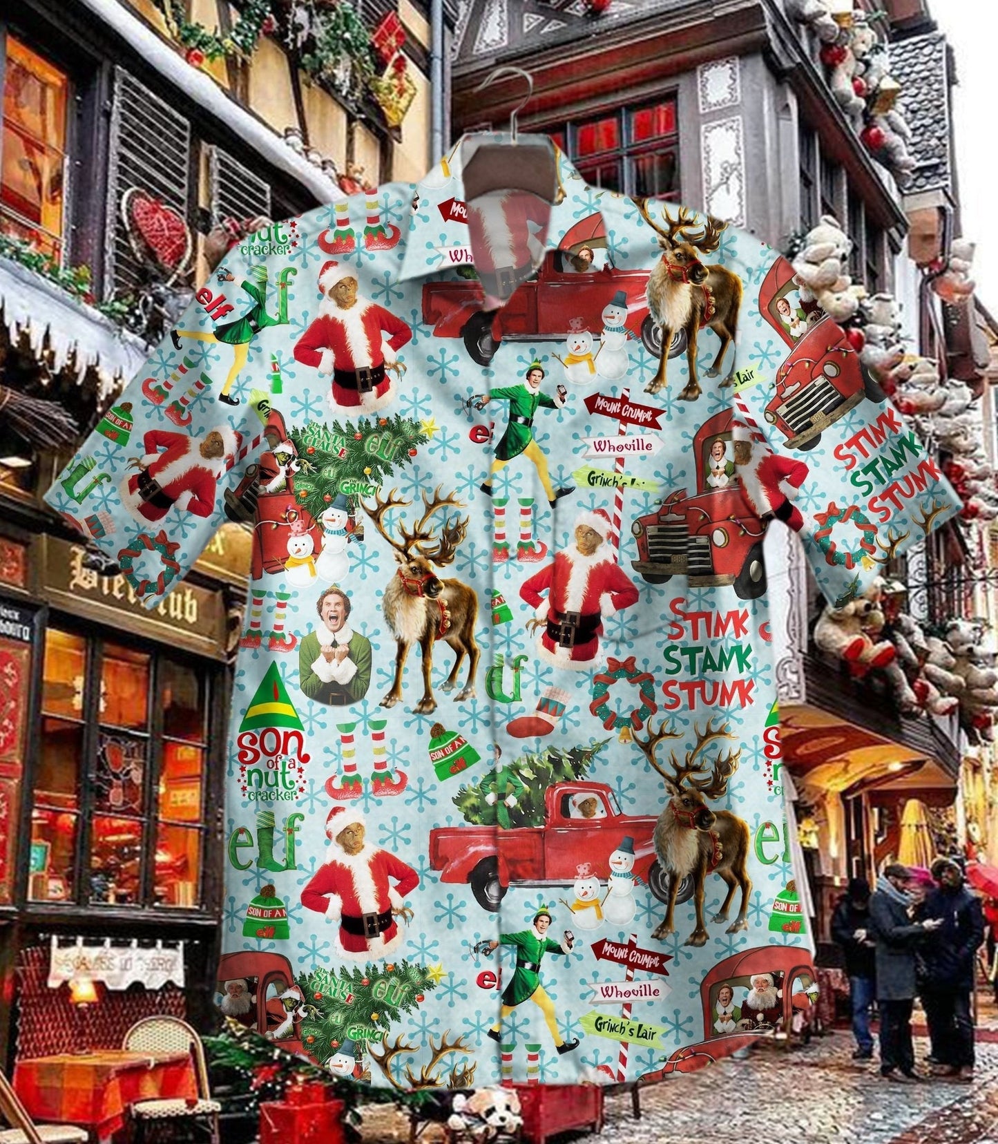Christmas Red Truck Reindeer Vintage Style Design Hawaiian Shirt, Hawaiian Shirt Gift, Christmas Gift