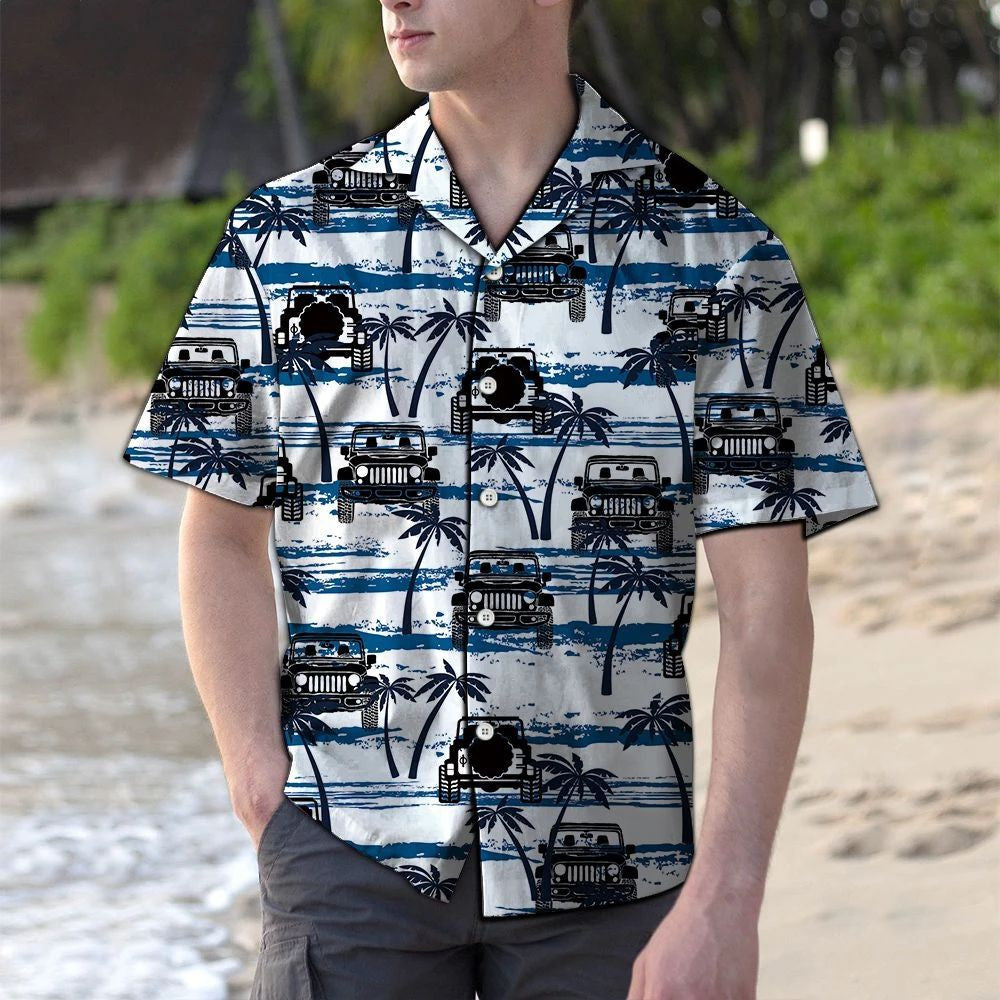 Classic Jeep With Palm Trees Design Hawaiian Shirt, Hawaiian For Gift