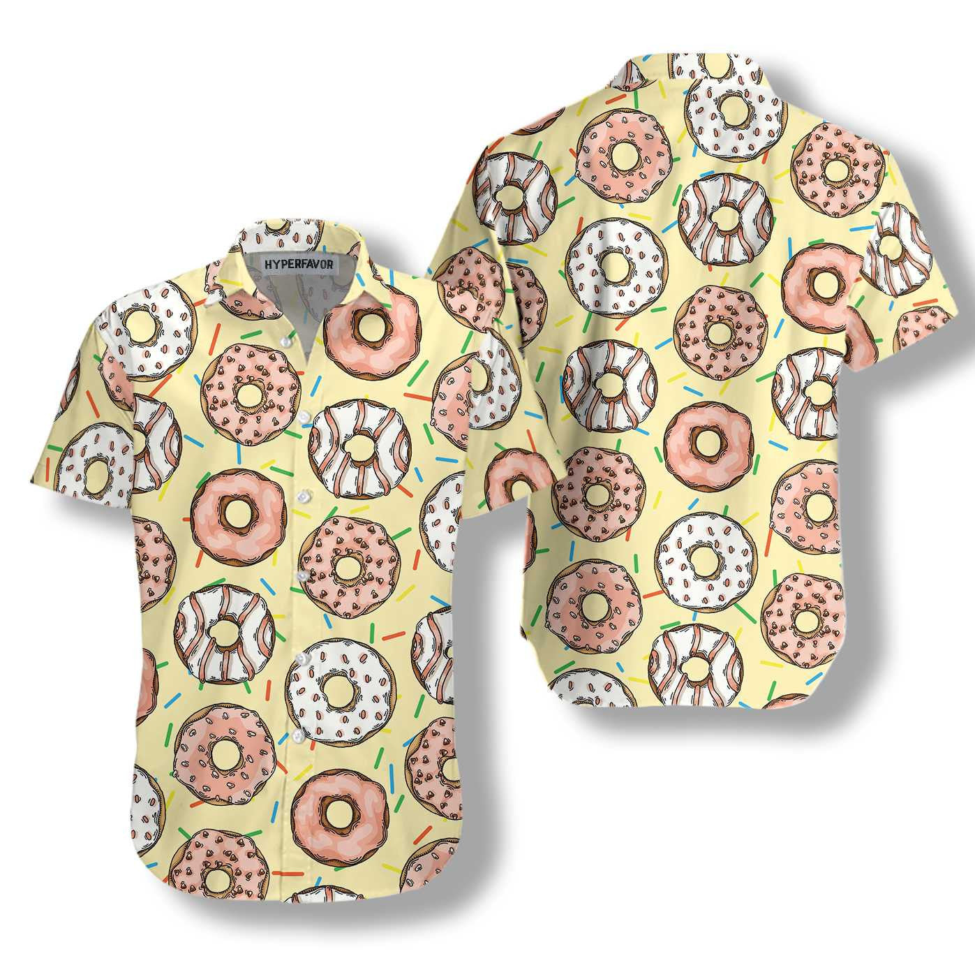 Donut Is My Life On Light Yellow Design Hawaiian Shirt, Hawaiian Shirt Gift, Christmas Gift