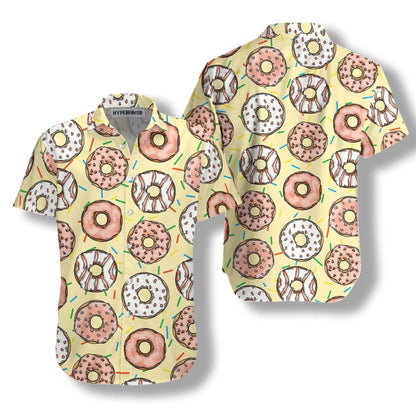 Donut Is My Life On Light Yellow Design Hawaiian Shirt, Hawaiian Shirt Gift, Christmas Gift
