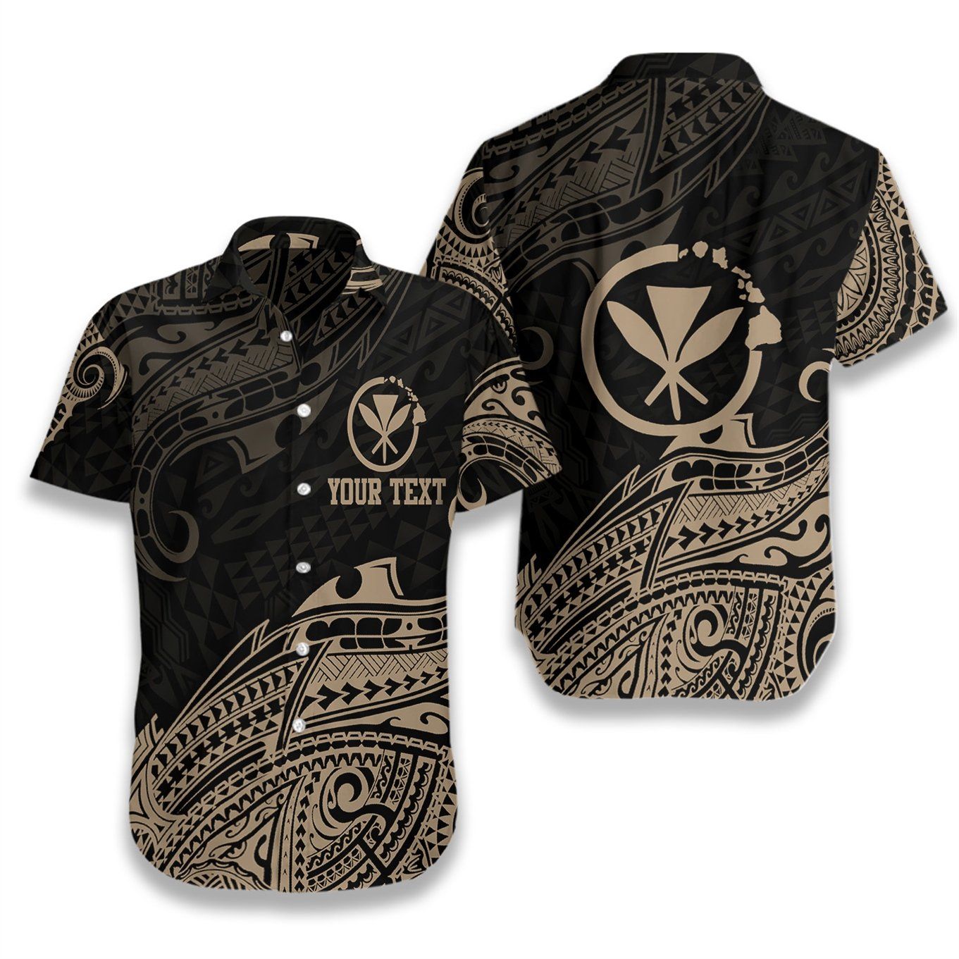 Personalized Hawaiian Aloha Gold Tribal Wave Ez14 2508 Custom Hawaiian Aloha Shirt Hawaiian Shorts Beach Short Sleeve, Hawaiian Shirt Gift, Christmas Gift