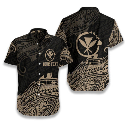 Personalized Hawaiian Aloha Gold Tribal Wave Ez14 2508 Custom Hawaiian Aloha Shirt Hawaiian Shorts Beach Short Sleeve, Hawaiian Shirt Gift, Christmas Gift