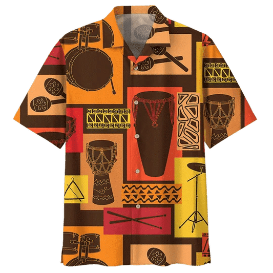 Flamboyant Drum Background Design Hawaiian Shirt,Hawaiian Shirt Gift, Christmas Gift