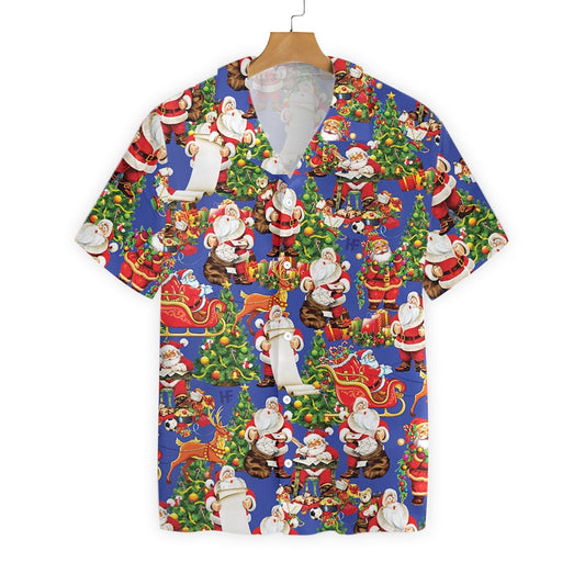Blue Violet Design Hawaiian Shirt Merry Christmas Santa Claus, Hawaiian Shirt Gift, Christmas Gift